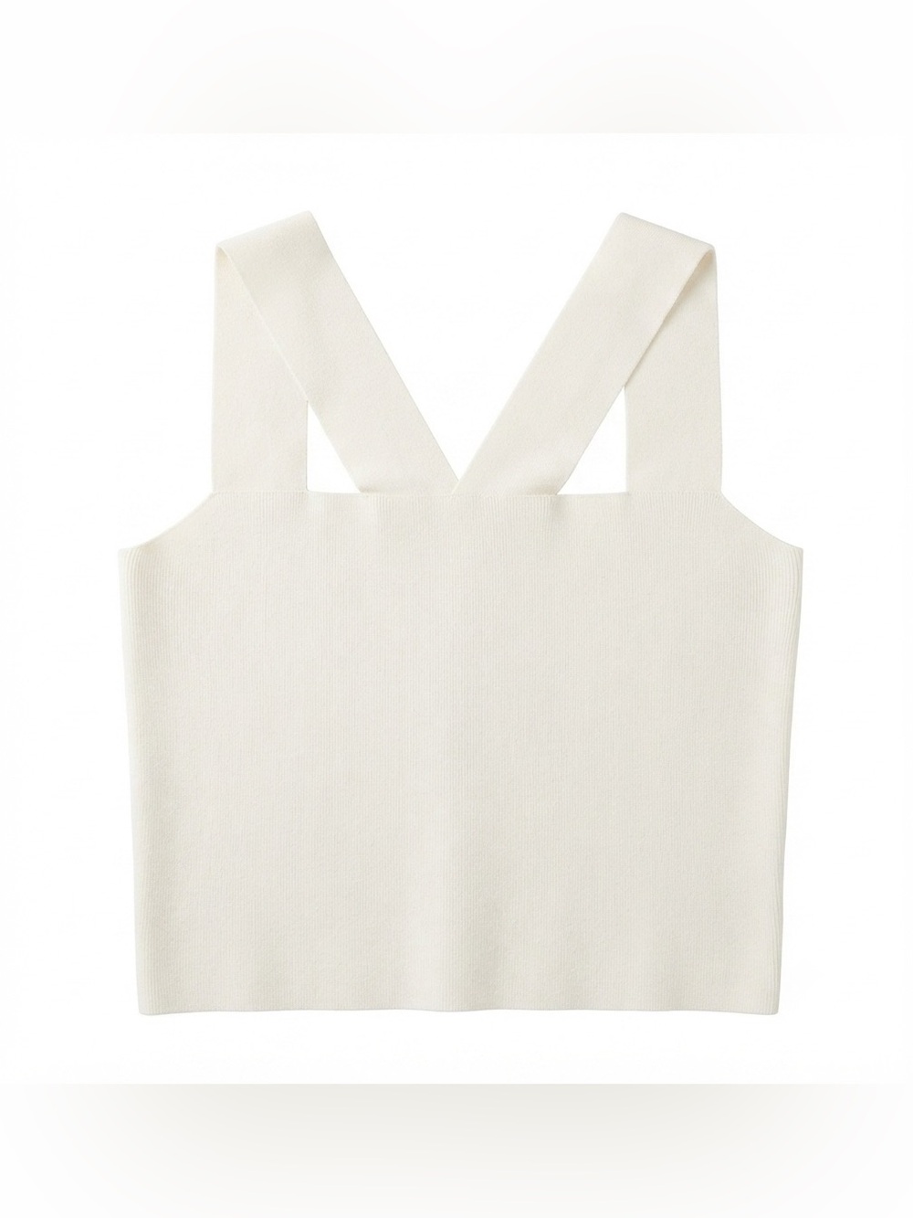 Lucy Paris White Ribbed Knit Square Neck Tank Top Size M
